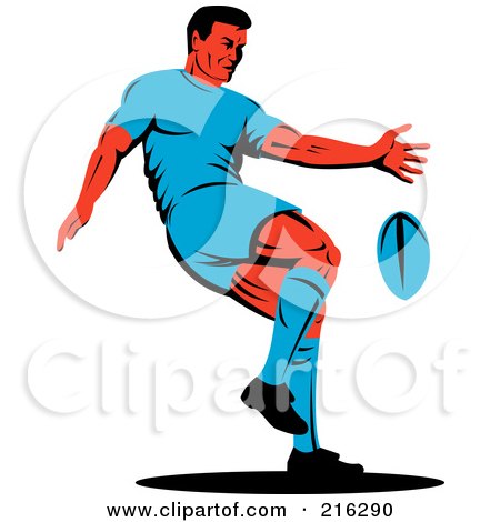 Royalty-Free (RF) Clipart Illustration of a Rugby Football Player - 56 by patrimonio