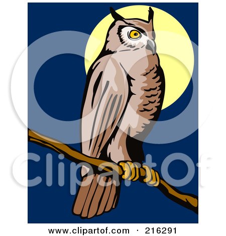 Royalty-Free (RF) Clipart Illustration of a Perched Owl - 3 by patrimonio