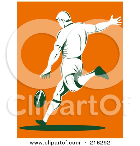 Royalty-Free (RF) Clipart Illustration of a Rugby Football Player - 18 by patrimonio