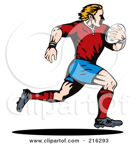 Royalty-Free (RF) Clipart Illustration of a Rugby Football Player - 70 by patrimonio