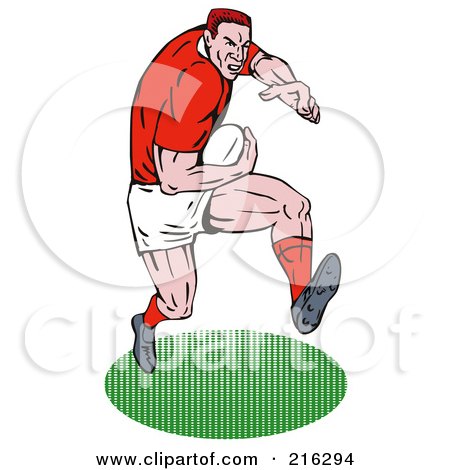 Royalty-Free (RF) Clipart Illustration of a Rugby Football Player - 52 by patrimonio