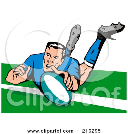 Royalty-Free (RF) Clipart Illustration of a Rugby Football Player - 50 by patrimonio