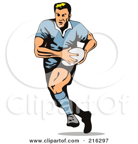 Royalty-Free (RF) Clipart Illustration of a Rugby Football Player - 14 by patrimonio