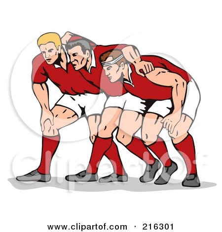 Royalty-Free (RF) Clipart Illustration of Rugby Football Players In Action - 12 by patrimonio