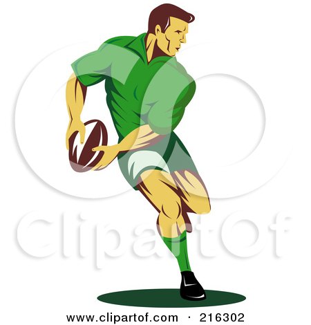 Royalty-Free (RF) Clipart Illustration of a Rugby Football Player - 59 by patrimonio