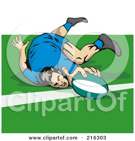 Royalty-Free (RF) Clipart Illustration of a Rugby Football Player - 11 by patrimonio