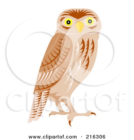 Royalty-Free (RF) Clipart Illustration of an Alert Owl by patrimonio