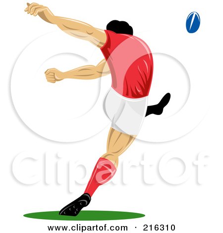 Royalty-Free (RF) Clipart Illustration of a Rugby Football Player - 57 by patrimonio