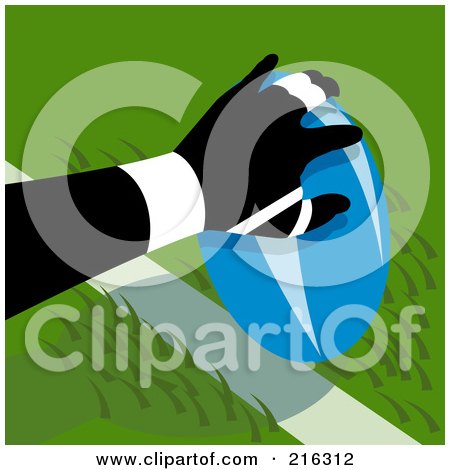 Royalty-Free (RF) Clipart Illustration of a Rugby Football Player Touching A Ball by patrimonio