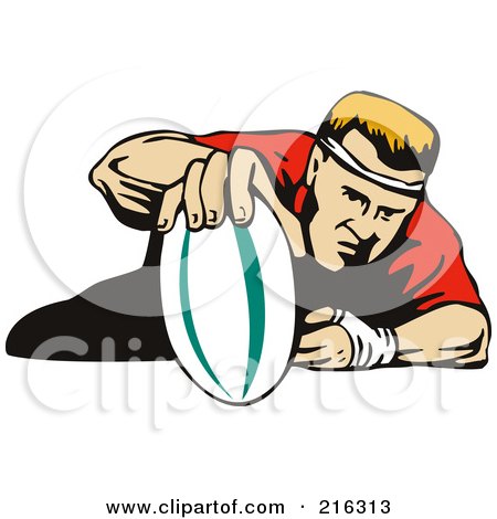 Royalty-Free (RF) Clipart Illustration of a Rugby Football Player - 7 by patrimonio