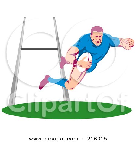 Royalty-Free (RF) Clipart Illustration of a Rugby Football Player - 9 by patrimonio