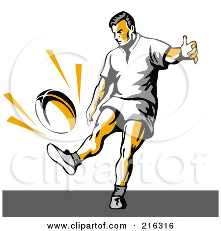 Royalty-Free (RF) Clipart Illustration of a Rugby Football Player - 47 by patrimonio