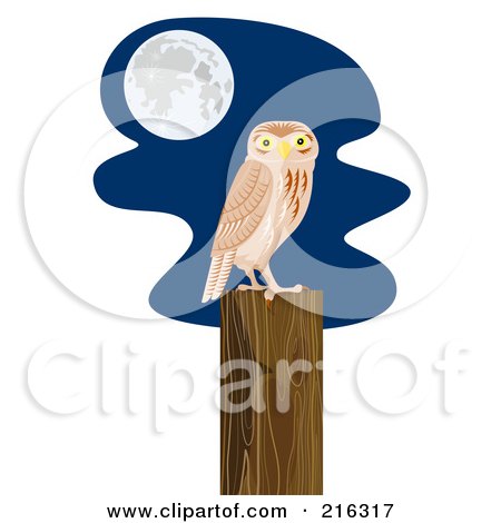 Royalty-Free (RF) Clipart Illustration of a Perched Owl - 2 by patrimonio