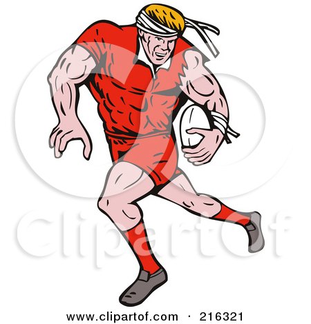Royalty-Free (RF) Clipart Illustration of a Rugby Football Player - 4 by patrimonio