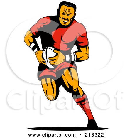 Royalty-Free (RF) Clipart Illustration of a Rugby Football Player - 20 by patrimonio