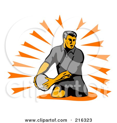 Royalty-Free (RF) Clipart Illustration of a Rugby Football Player - 42 by patrimonio