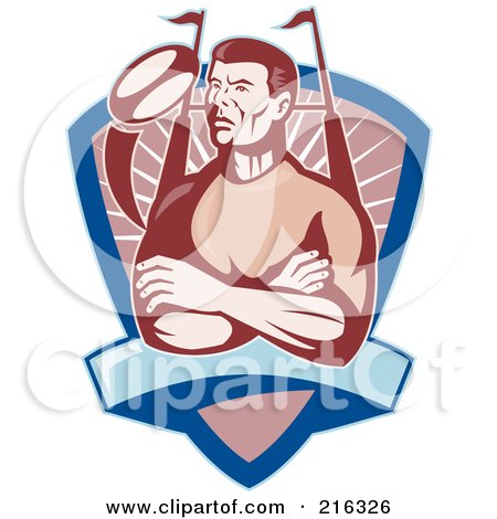 Royalty-Free (RF) Clipart Illustration of a Rugby Football Player - 53 by patrimonio