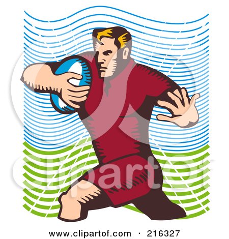 Royalty-Free (RF) Clipart Illustration of a Rugby Football Player - 30 by patrimonio