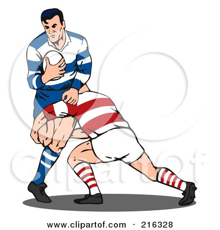 Royalty-Free (RF) Clipart Illustration of Rugby Football Players In Action - 5 by patrimonio