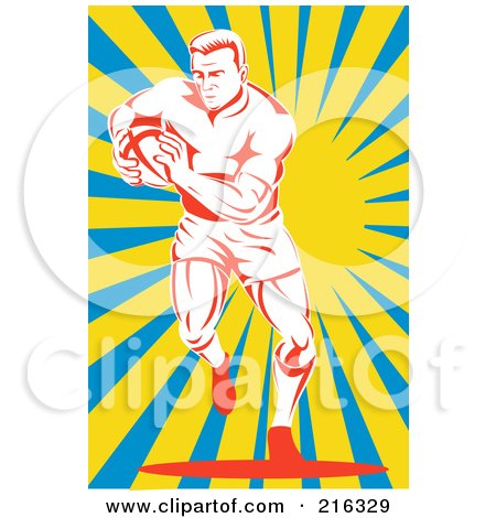 Royalty-Free (RF) Clipart Illustration of a Rugby Football Player - 60 by patrimonio