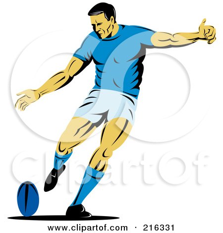 Royalty-Free (RF) Clipart Illustration of a Rugby Football Player - 17 by patrimonio