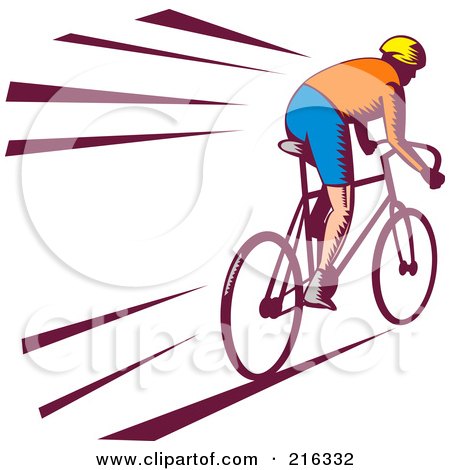 Royalty-Free (RF) Clipart Illustration of a Retro Cyclist Going Fast by patrimonio