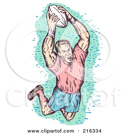 Royalty-Free (RF) Clipart Illustration of a Rugby Football Player - 55 by patrimonio