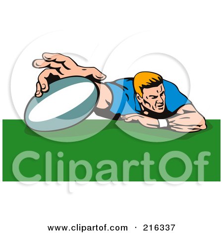 Royalty-Free (RF) Clipart Illustration of a Rugby Football Player - 54 by patrimonio