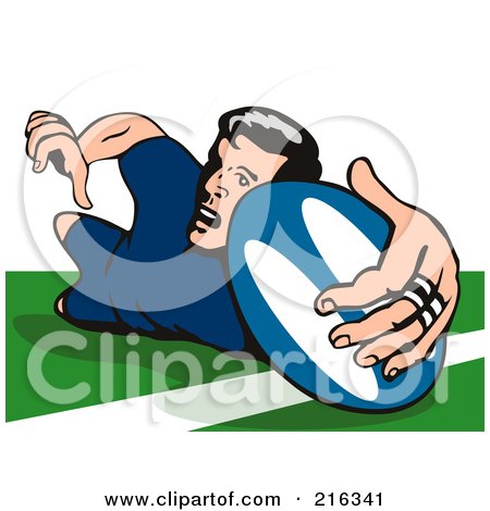 Royalty-Free (RF) Clipart Illustration of a Rugby Football Player - 35 by patrimonio