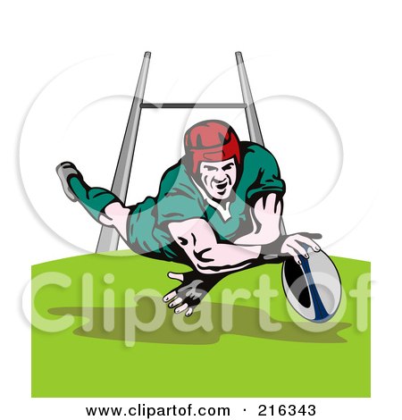 Royalty-Free (RF) Clipart Illustration of a Rugby Football Player - 15 by patrimonio