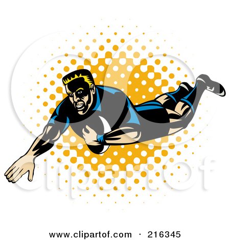 Royalty-Free (RF) Clipart Illustration of a Rugby Football Player - 66 by patrimonio