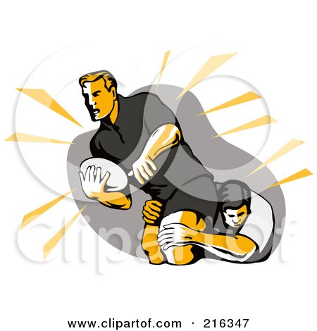 Royalty-Free (RF) Clipart Illustration of Rugby Football Players In Action - 1 by patrimonio