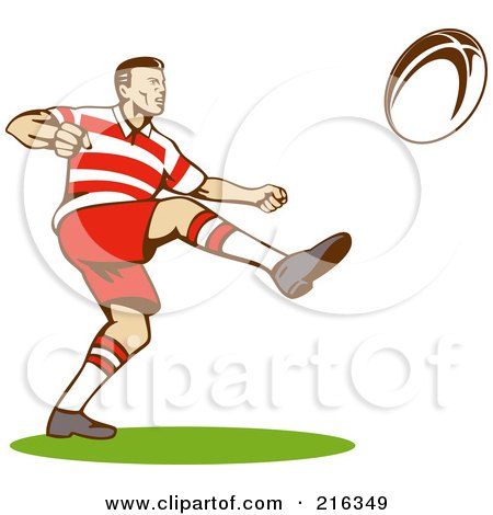 Royalty-Free (RF) Clipart Illustration of a Rugby Football Player - 10 by patrimonio