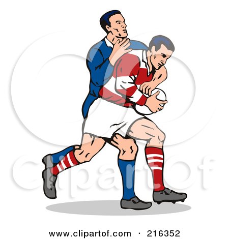 Royalty-Free (RF) Clipart Illustration of Rugby Football Players In Action - 3 by patrimonio