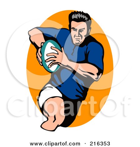 Royalty-Free (RF) Clipart Illustration of a Rugby Football Player - 34 by patrimonio