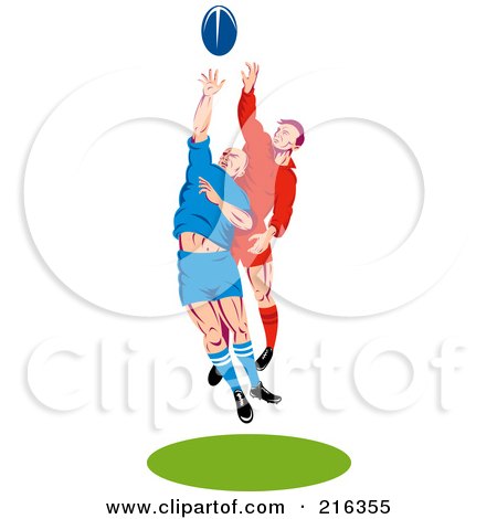Royalty-Free (RF) Clipart Illustration of Rugby Football Players In Action - 11 by patrimonio