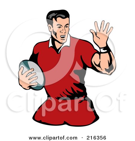 Royalty-Free (RF) Clipart Illustration of a Rugby Football Player - 69 by patrimonio