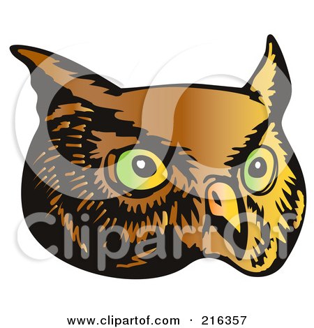 Royalty-Free (RF) Clipart Illustration of an Owl Face - 2 by patrimonio