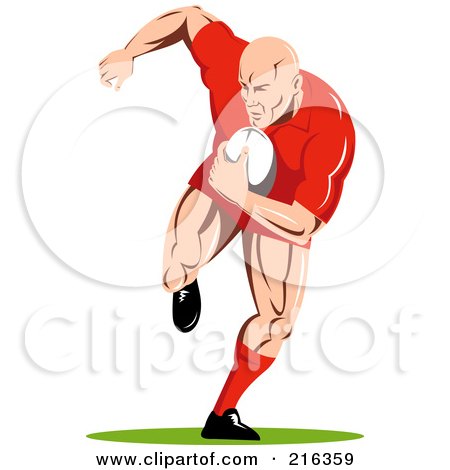 Royalty-Free (RF) Clipart Illustration of a Rugby Football Player - 62 by patrimonio