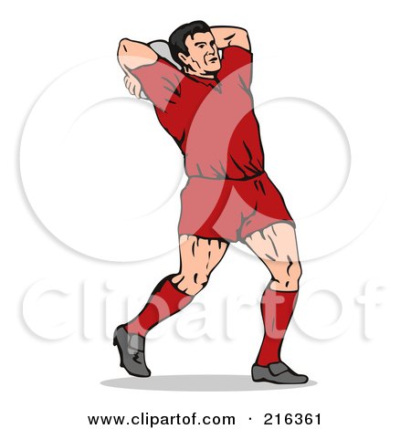 Royalty-Free (RF) Clipart Illustration of a Rugby Football Player - 3 by patrimonio