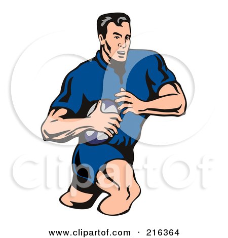 Royalty-Free (RF) Clipart Illustration of a Rugby Football Player - 51 by patrimonio