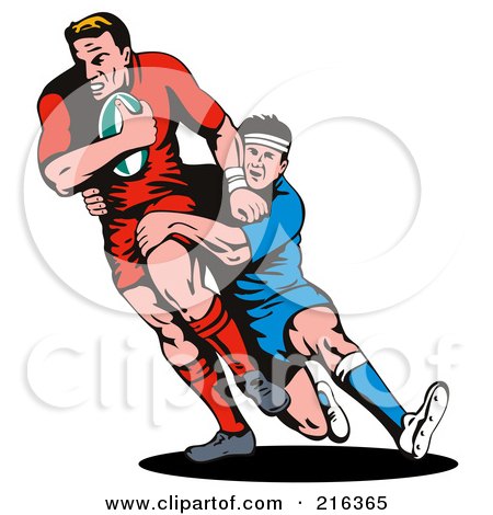 Royalty-Free (RF) Clipart Illustration of Rugby Football Players In Action - 9 by patrimonio