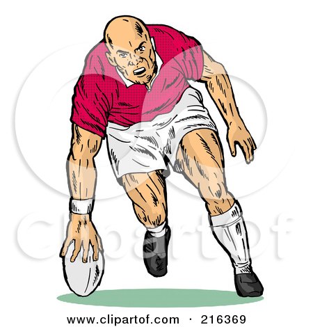 Royalty-Free (RF) Clipart Illustration of a Rugby Football Player - 68 by patrimonio