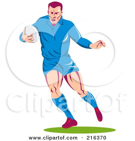 Royalty-Free (RF) Clipart Illustration of a Rugby Football Player - 63 by patrimonio