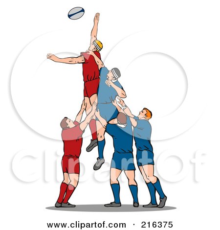 Royalty-Free (RF) Clipart Illustration of Rugby Football Players In Action - 10 by patrimonio