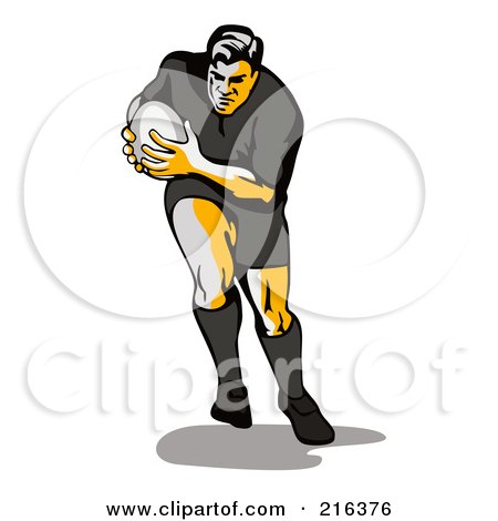 Royalty-Free (RF) Clipart Illustration of a Rugby Football Player - 6 by patrimonio