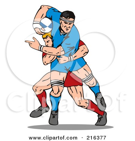 Royalty-Free (RF) Clipart Illustration of Rugby Football Players In Action - 4 by patrimonio