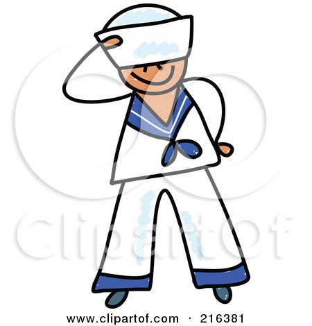 Royalty-Free (RF) Clipart Illustration of a Childs Sketch Of A Sailor Boy by Prawny
