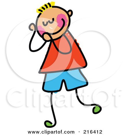 Royalty-Free (RF) Clipart Illustration of a Childs Sketch Of A Boy Blushing by Prawny