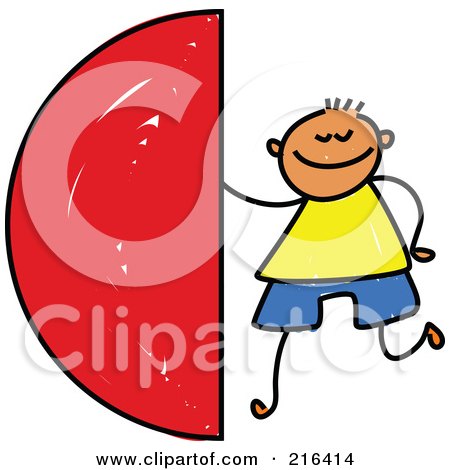 Royalty-Free (RF) Clipart Illustration of a Childs Sketch Of A Boy With A Semi Circle by Prawny